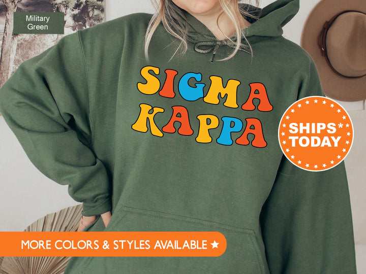 Sigma Kappa Disco Retro Sorority Sweatshirt | Sig Kap Apparel | Sigma Kappa Hoodie | Retro Letters Sweatshirt | Big Little Reveal _ 7510g