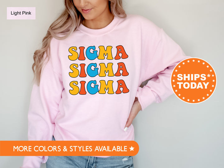 Sigma Sigma Sigma Disco Retro Sorority Sweatshirt | Tri Sigma Hoodie | Retro Letters Sweatshirt | Sorority Gifts | Big Little Reveal _ 7511g