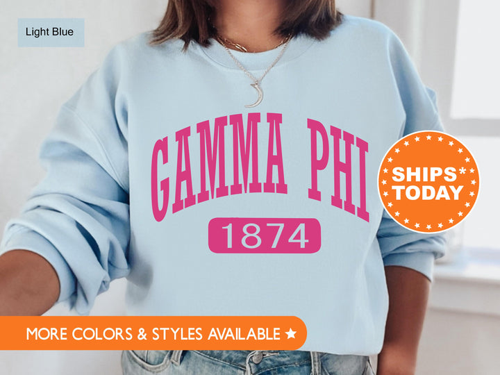 Gamma Phi Beta Pink Baseball Sorority Sweatshirt | Gamma Phi Hoodie | Gamma Phi Beta Apparel | Big Little Reveal | Sorority Gifts