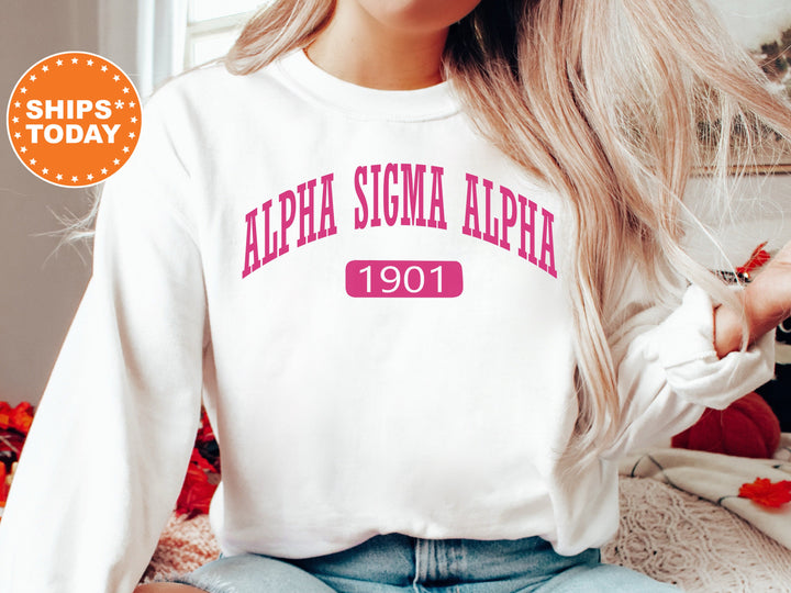 Alpha Sigma Alpha Pink Baseball Sorority Sweatshirt | Alpha Sigma Alpha Hoodie | Sorority Merch | Big Little Gift | Greek Apparel