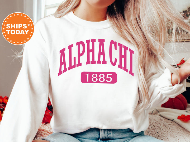Alpha Chi Omega Pink Baseball Sorority Sweatshirt | Alpha Chi Sorority Hoodie | Big Little Gift | AXO Sorority Gift | Greek Apparel