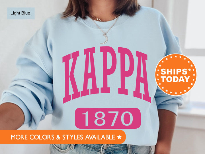 Kappa Kappa Gamma Pink Baseball Sorority Sweatshirt | Kappa Kappa Gamma Merch | Kappa Sorority Hoodie | Big Little Sorority Gift