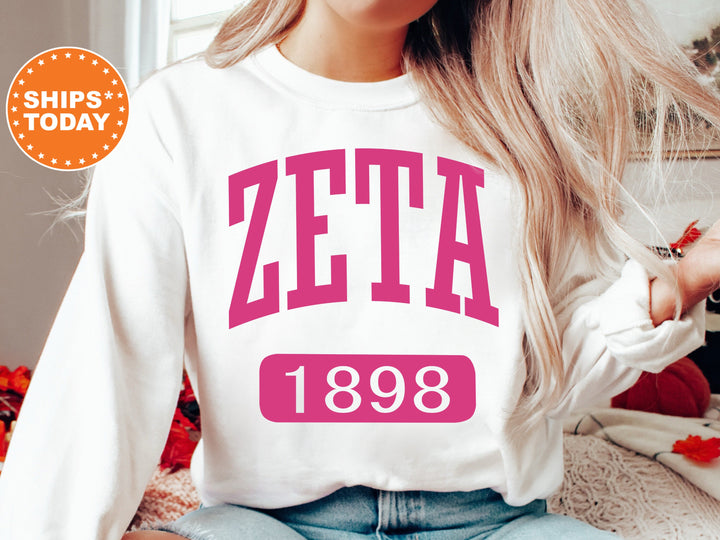 Zeta Tau Alpha Pink Baseball Sorority Sweatshirt | Zeta Tau Alpha Merch | Zeta Sorority Hoodie | Big Little Reveal | Greek Apparel