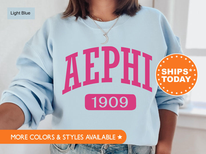 Alpha Epsilon Phi Pink Baseball Sorority Sweatshirt | Alpha Epsilon Phi Sweatshirt | AEPHI Sorority Hoodie | Big Little Reveal Gift