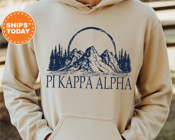 Pi Kappa Alpha Epic Mountains Fraternity Sweatshirt | PIKE Hoodie | Fraternity Gift | Custom Greek Apparel | College Sweatshirt _ 6220g