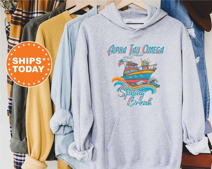 Alpha Tau Omega Boating Spring Break Fraternity Sweatshirt | ATO Crewneck Sweatshirt | Fraternity Hoodie | College Apparel _ 6792g