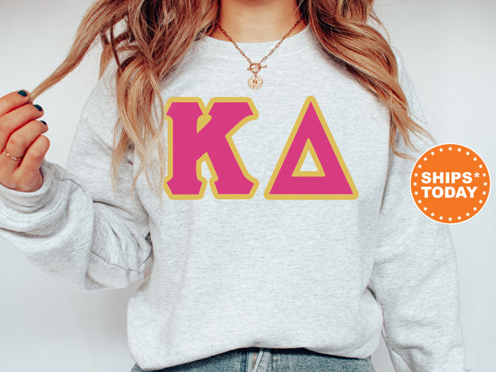 Kappa Delta Pink and Gold Sorority Sweatshirt | Kappa Delta Sweatshirt | KD Greek Letters | Kappa Delta Hoodie | Big Little Gift