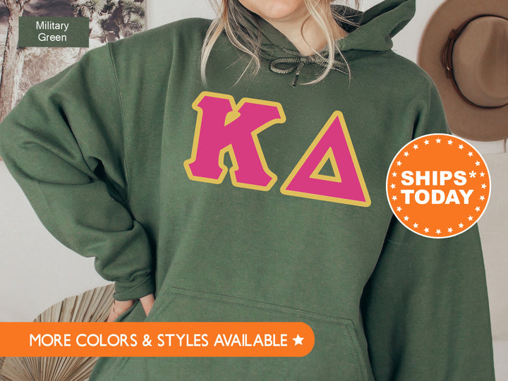 Kappa Delta Pink and Gold Sorority Sweatshirt | Kappa Delta Sweatshirt | KD Greek Letters | Kappa Delta Hoodie | Big Little Gift