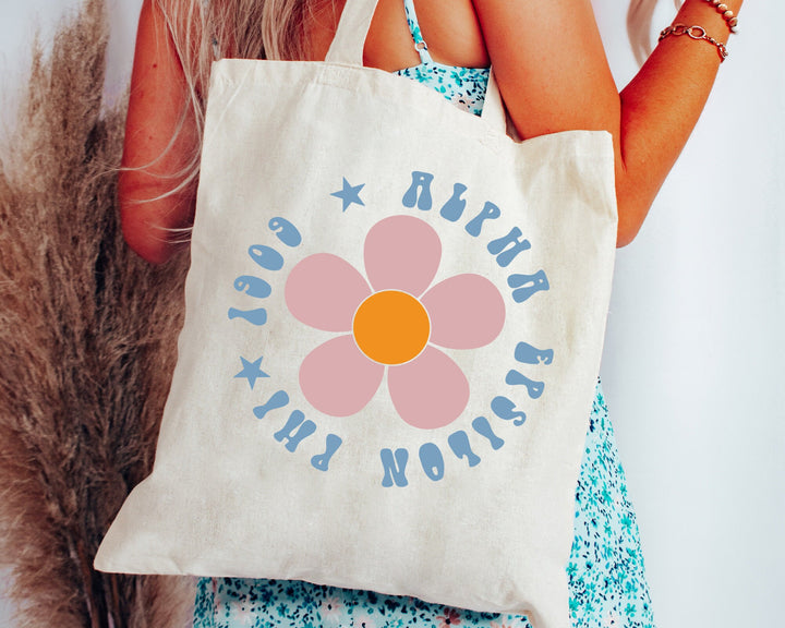 Alpha Epsilon Phi Petal Print Sorority Tote Bag | AEPhi Sorority Bag | AEPhi Beach Bag | Big Little Reveal Gifts | Sorority Merch _ 15055g