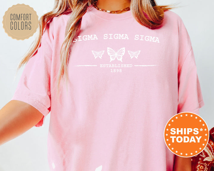 Sigma Sigma Sigma Neutral Butterfly Sorority T-Shirt | Tri Sigma Shirt | Sorority Reveal | Comfort Colors Shirt | Big Little Sorority _ 7537g