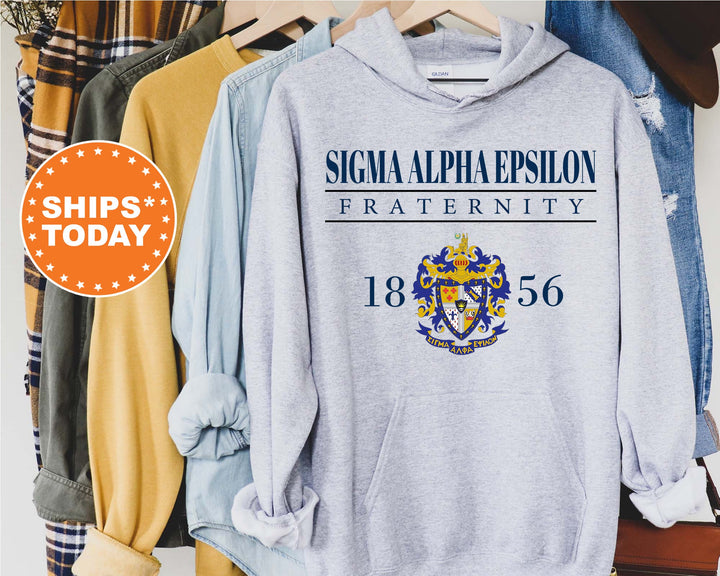 Sigma Alpha Epsilon Large Crest Fraternity Sweatshirt | SAE Hoodie | Sigma Alpha Epsilon Fraternity Crest Sweatshirt | Greek Apparel