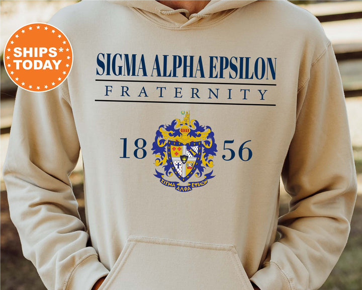 Sigma Alpha Epsilon Large Crest Fraternity Sweatshirt | SAE Hoodie | Sigma Alpha Epsilon Fraternity Crest Sweatshirt | Greek Apparel