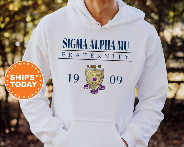 Sigma Alpha Mu Large Crest Fraternity Sweatshirt | Sammy Sweatshirt | Sigma Alpha Mu Fraternity Crest Hoodie | Greek Apparel