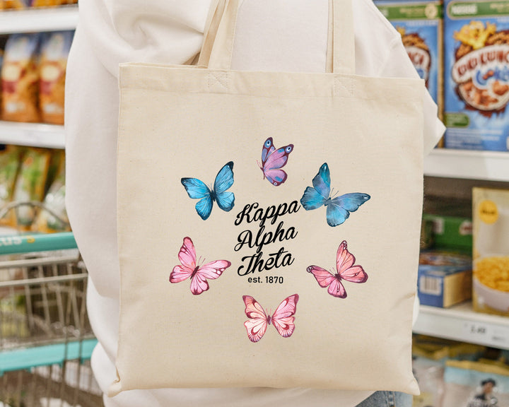 Kappa Alpha Theta Fancy Butterfly Sorority Tote Bag | Theta Beach Bag | College Sorority Bag | Big Little Gifts | Sorority Merch _ 15146g