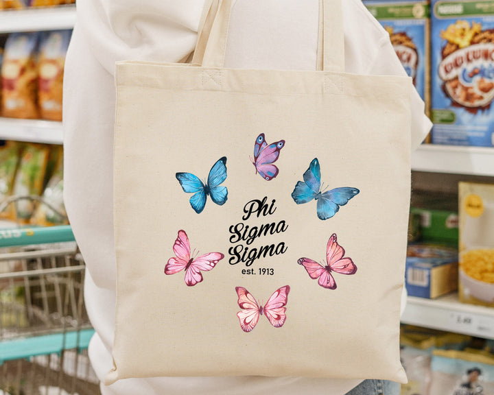 Phi Sigma Sigma Fancy Butterfly Sorority Tote Bag | Kappa Beach Bag | Kappa Sorority Bag | Big Little Gifts | Sorority Merch _ 15150g