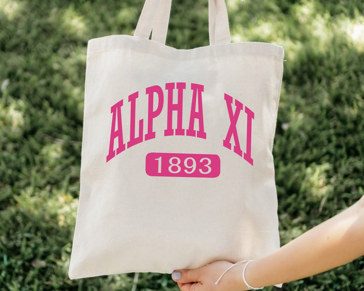 Alpha Xi Delta Pink Baseball Sorority Tote Bag | AXID Sorority Chapter Bag | Sorority Merch | Big Little Gifts | Alpha Xi Beach Bag _ 15321g