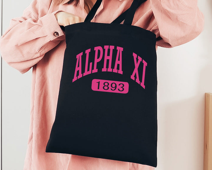Alpha Xi Delta Pink Baseball Sorority Tote Bag | AXID Sorority Chapter Bag | Sorority Merch | Big Little Gifts | Alpha Xi Beach Bag _ 15321g