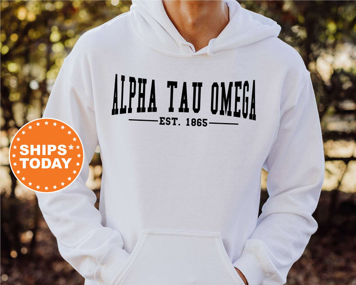 Alpha Tau Omega Concave Fraternity Sweatshirt | ATO Fraternity Hoodie | Custom Greek Apparel | College Sweatshirt | Gifts For Him_ 6575g