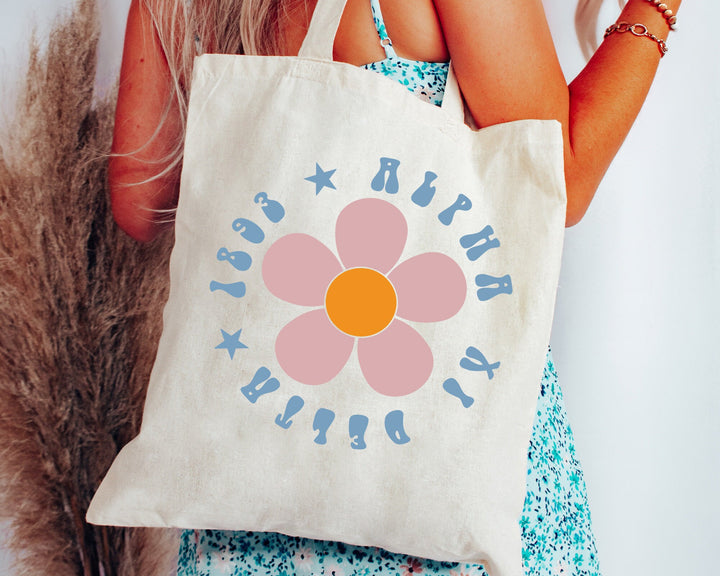 Alpha Xi Delta Petal Print Sorority Tote Bag | AXID Tote Bag | Alpha Xi Sorority Bag | College Beach Bag | Big Little Sorority Gift _ 15061g