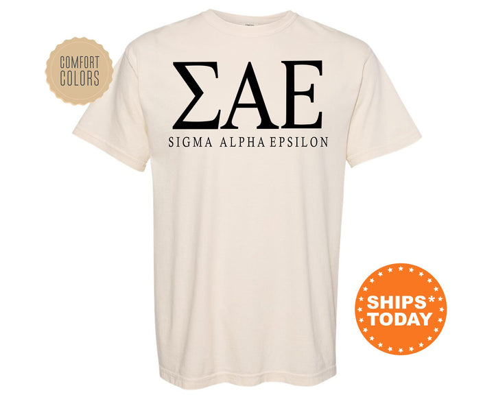 Sigma Alpha Epsilon Block Letter Fraternity T-Shirt | SAE Greek Letters Shirt | Fraternity Letters | College Apparel | Comfort Colors Tee _ 6067g
