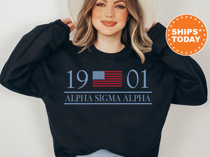 Alpha Sigma Alpha Red White And Blue Sorority Sweatshirt | Alpha Sigma Alpha Greek Sweatshirt | Big Little Gifts | Sorority Merch