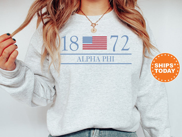 Alpha Phi Red White And Blue Sorority Sweatshirt | APHI Greek Sweatshirt | Alpha Phi Big Little Sorority Gifts | Sorority Merch 5109g