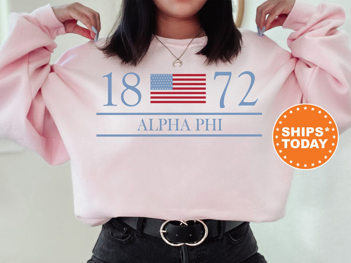 Alpha Phi Red White And Blue Sorority Sweatshirt | APHI Greek Sweatshirt | Alpha Phi Big Little Sorority Gifts | Sorority Merch 5109g