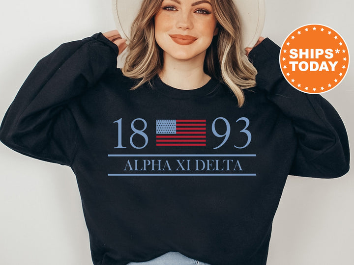 Alpha Xi Delta Red White And Blue Sorority Sweatshirt | Alpha Xi Greek Sweatshirt | AXID Big Little Sorority Gifts | Sorority Merch