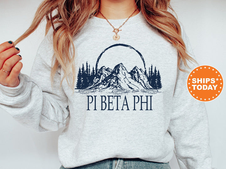 Pi Beta Phi Summer Mountain Sorority Sweatshirt | Pi Phi Crewneck Sweatshirt | Pi Phi Hoodie | Sorority Merch | Big Little Reveal _ 5805g