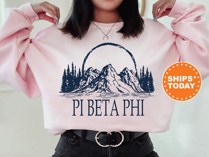 Pi Beta Phi Summer Mountain Sorority Sweatshirt | Pi Phi Crewneck Sweatshirt | Pi Phi Hoodie | Sorority Merch | Big Little Reveal _ 5805g