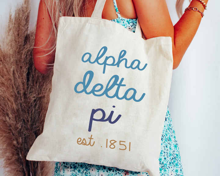Alpha Delta Pi The Blues Sorority Tote Bag | ADPI College Sorority Bag | ADPI Tote Bag | Big Little Sorority Gift | Cute Beach Bag _ 15106g