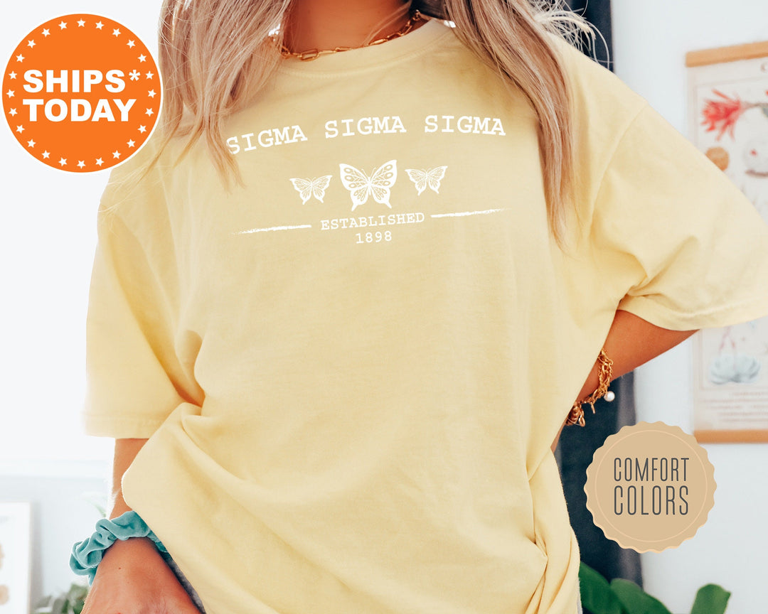 Sigma Sigma Sigma Neutral Butterfly Sorority T-Shirt | Tri Sigma Shirt | Sorority Reveal | Comfort Colors Shirt | Big Little Sorority _ 7537g
