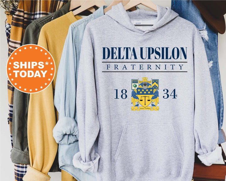 Delta Upsilon Large Crest Fraternity Sweatshirt | DU Crewneck Sweatshirt | Delta Upsilon Hoodie | Greek Apparel | Fraternity Gift