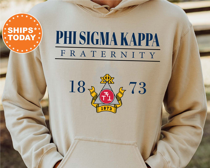 Phi Sigma Kappa Large Crest Fraternity Sweatshirt | Phi Sig Fraternity Hoodie | Phi Sigma Kappa Fraternity Crest | Greek Apparel