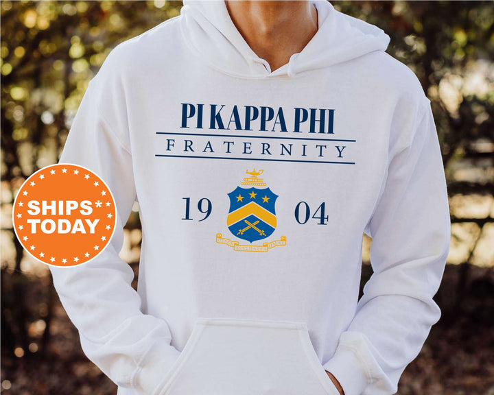 Pi Kappa Phi Large Crest Fraternity Sweatshirt | Pi Kapp Hoodie | Pi Kappa Phi Fraternity Crest Sweatshirt | Greek Apparel