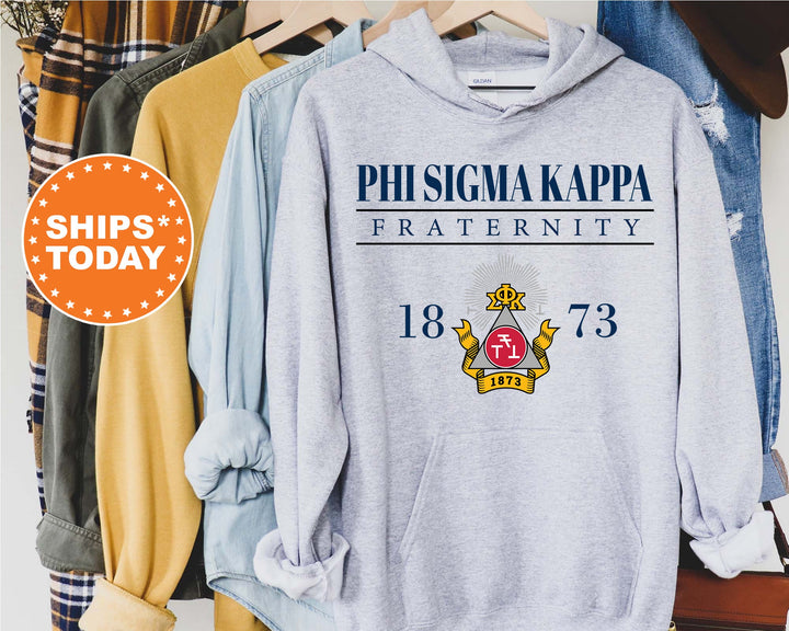 Phi Sigma Kappa Large Crest Fraternity Sweatshirt | Phi Sig Fraternity Hoodie | Phi Sigma Kappa Fraternity Crest | Greek Apparel
