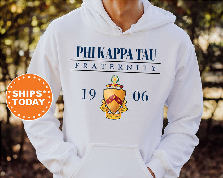 Phi Kappa Tau Large Crest Fraternity Sweatshirt | Phi Tau Hoodie | Phi Kappa Tau Fraternity Crest Sweatshirt | Greek Apparel