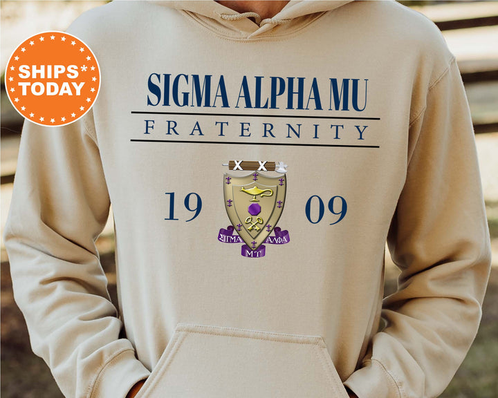Sigma Alpha Mu Large Crest Fraternity Sweatshirt | Sammy Sweatshirt | Sigma Alpha Mu Fraternity Crest Hoodie | Greek Apparel