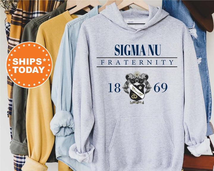 Sigma Nu Large Crest Fraternity Sweatshirt | Sigma Nu Hoodie | Sigma Nu Fraternity Crest Sweatshirt | Greek Apparel | Sigma Nu Gift