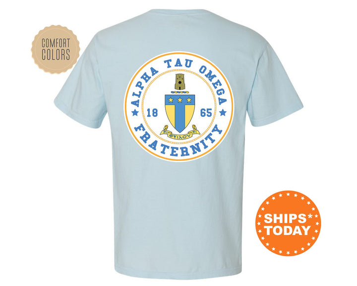 Alpha Tau Omega Proud Crests Fraternity T-Shirt | ATO Greek Apparel | Fraternity Crest | Fraternity Rush Shirt | Comfort Colors Tee _ 13952g