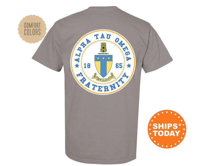 Alpha Tau Omega Proud Crests Fraternity T-Shirt | ATO Greek Apparel | Fraternity Crest | Fraternity Rush Shirt | Comfort Colors Tee _ 13952g