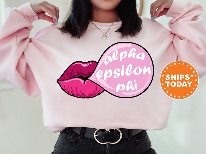 Alpha Epsilon Phi Bubble Gum Sorority Sweatshirt | AEPHI Sorority Hoodie | Big Little Reveal | Sorority Gifts | Greek Sweatshirt _ 7594g