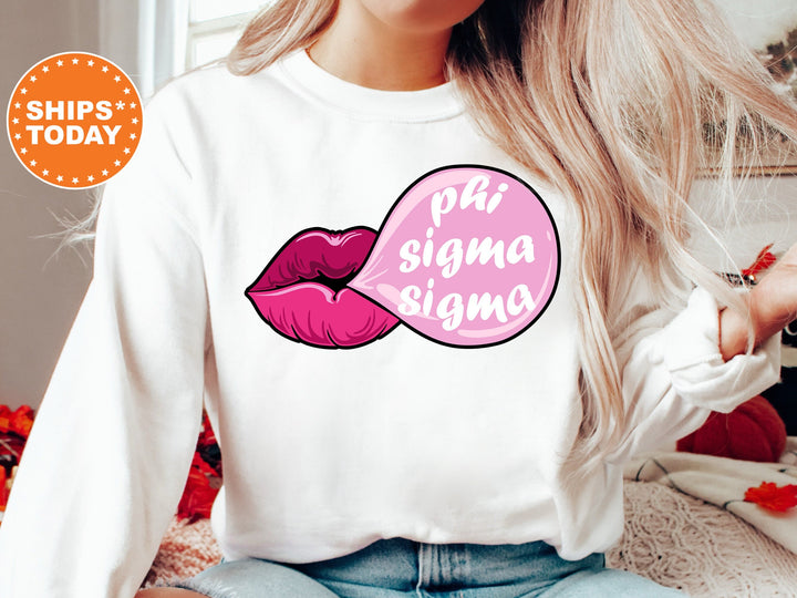 Phi Sigma Sigma Bubble Gum Sorority Sweatshirt | Phi Sig Sorority Hoodie | Big Little Reveal | Sorority Gifts | Greek Sweatshirt _ 7611g