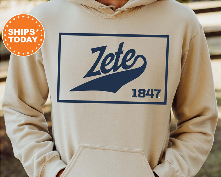 Zeta Psi Baseball Boxed Fraternity Sweatshirt | Zete Greek Sweatshirt | Fraternity Gift | Gameday Sweatshirt | College Apparel _ 5984g