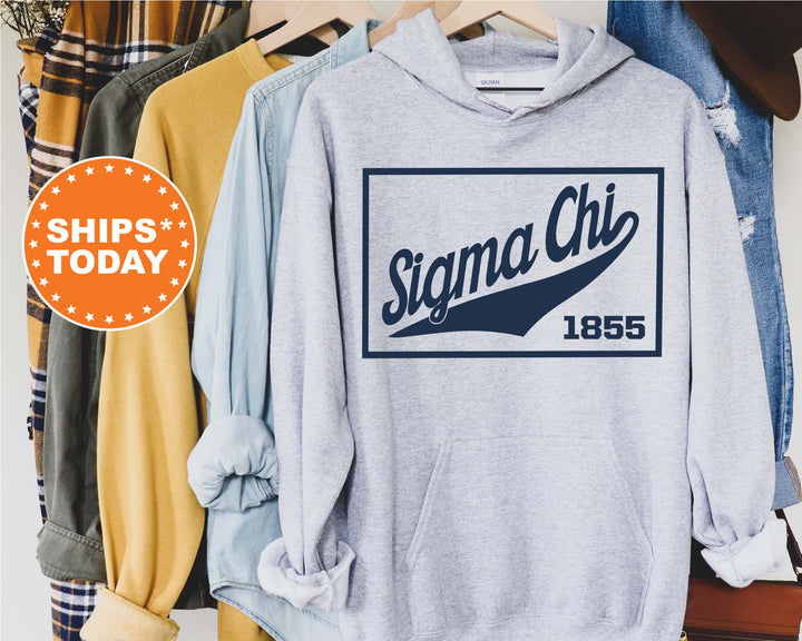 Sigma Chi Baseball Boxed Fraternity Sweatshirt | Sigma Chi Greek Sweatshirt | Fraternity Gift | Gameday Sweatshirt | College Apparel _ 5976g