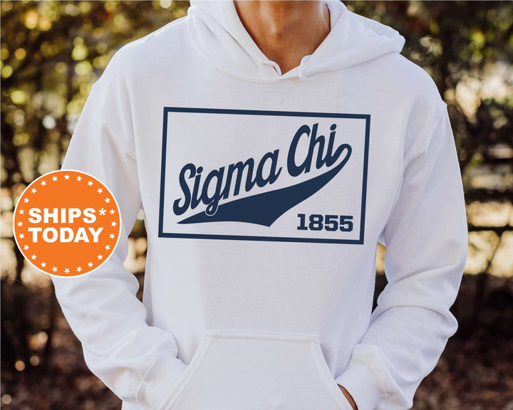Sigma Chi Baseball Boxed Fraternity Sweatshirt | Sigma Chi Greek Sweatshirt | Fraternity Gift | Gameday Sweatshirt | College Apparel _ 5976g