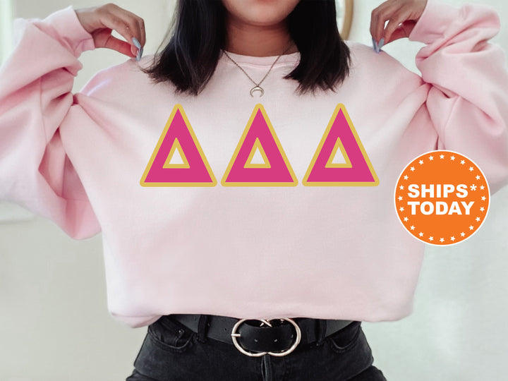 Delta Delta Delta Pink and Gold Sorority Sweatshirt | Tri Delta Greek Letters | Delta Delta Delta Sweatshirt | Big Little Reveal