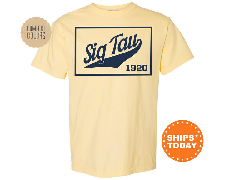 Sigma Tau Gamma Baseball Boxed Comfort Colors Fraternity T-Shirt | Sig Tau Greek Apparel | Game Day Shirt | Fraternity Rush Shirt _ 5980g
