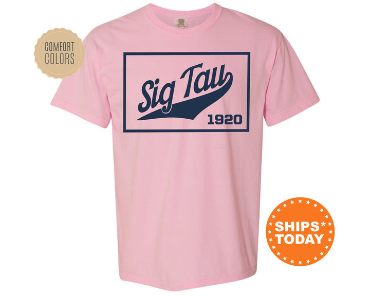 Sigma Tau Gamma Baseball Boxed Comfort Colors Fraternity T-Shirt | Sig Tau Greek Apparel | Game Day Shirt | Fraternity Rush Shirt _ 5980g