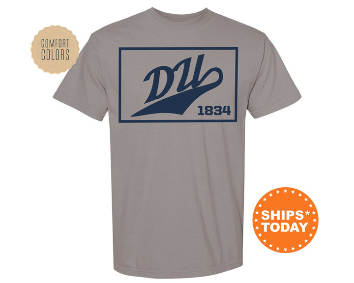 Delta Upsilon Baseball Boxed Comfort Colors Fraternity T-Shirt | DU Greek Apparel | Game Day Shirt | Fraternity Rush | College Shirt _ 5963g